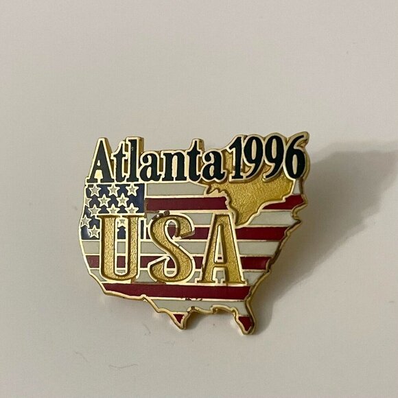 Vtg Atlanta Olympics Game 1996 Pin Team USA America Flag Pin - Picture 1 of 7
